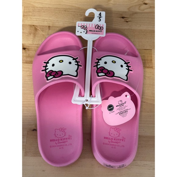 Hello Kitty Slides Sandals Kids Pink Size 4/5 Sanrio Character Shoes - Picture 1 of 3